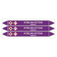 Značení potrubí, kyselina octová,3 ks, 355 × 37 mm